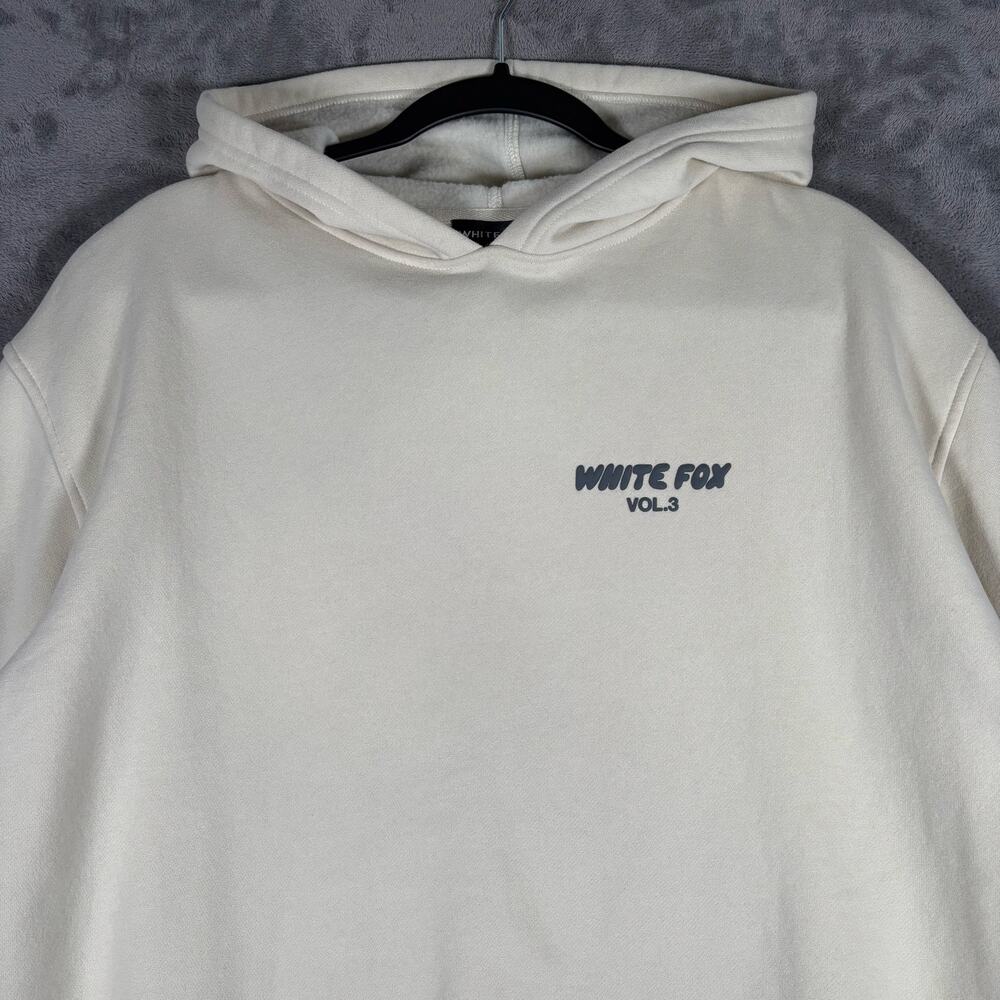 White Fox Boutique Vol 3 Oversized Cream Hoodie Women’s Size S/M Puff Print - Picture 2 of 8